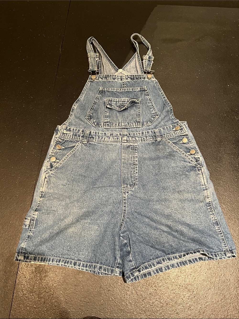 Women's Light Blue Denim Short Overalls Romper
